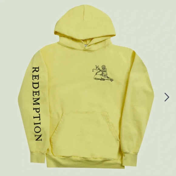 YELLOW REDEMPTION LION PULLOVER HOODIE Men size Large - Picture 2 of 12